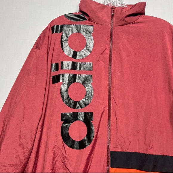 Adidas Burgundy Windbreaker Track Jacket Full Zip Women’s Size Large Colorblock - Picture 5 of 12